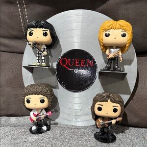 Funko Queen Band Vinyl Figures with Silver Record Display